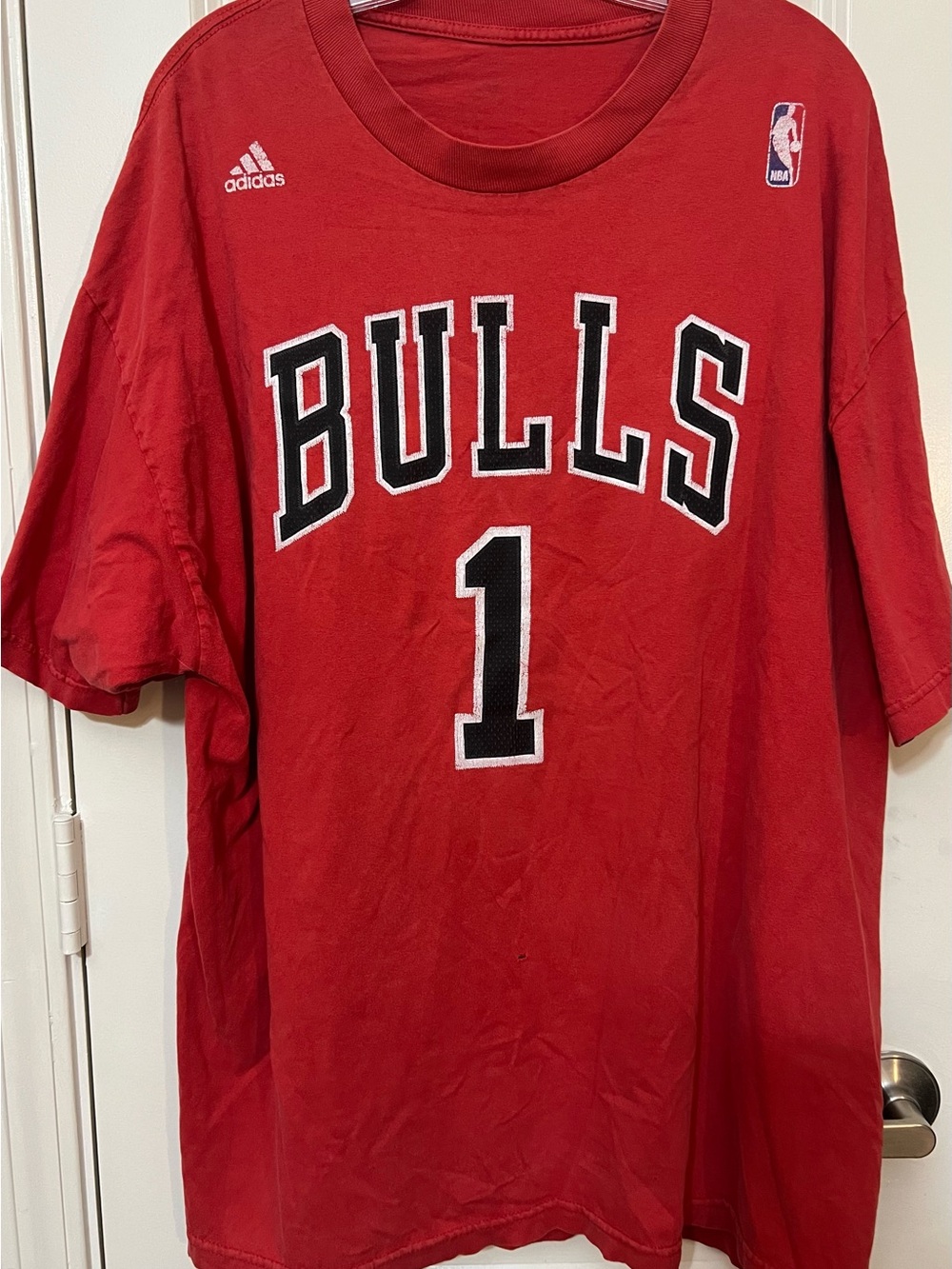Vintage Adidas NBA Chicago Bulls Rose #1 Tee Shirt size XXL